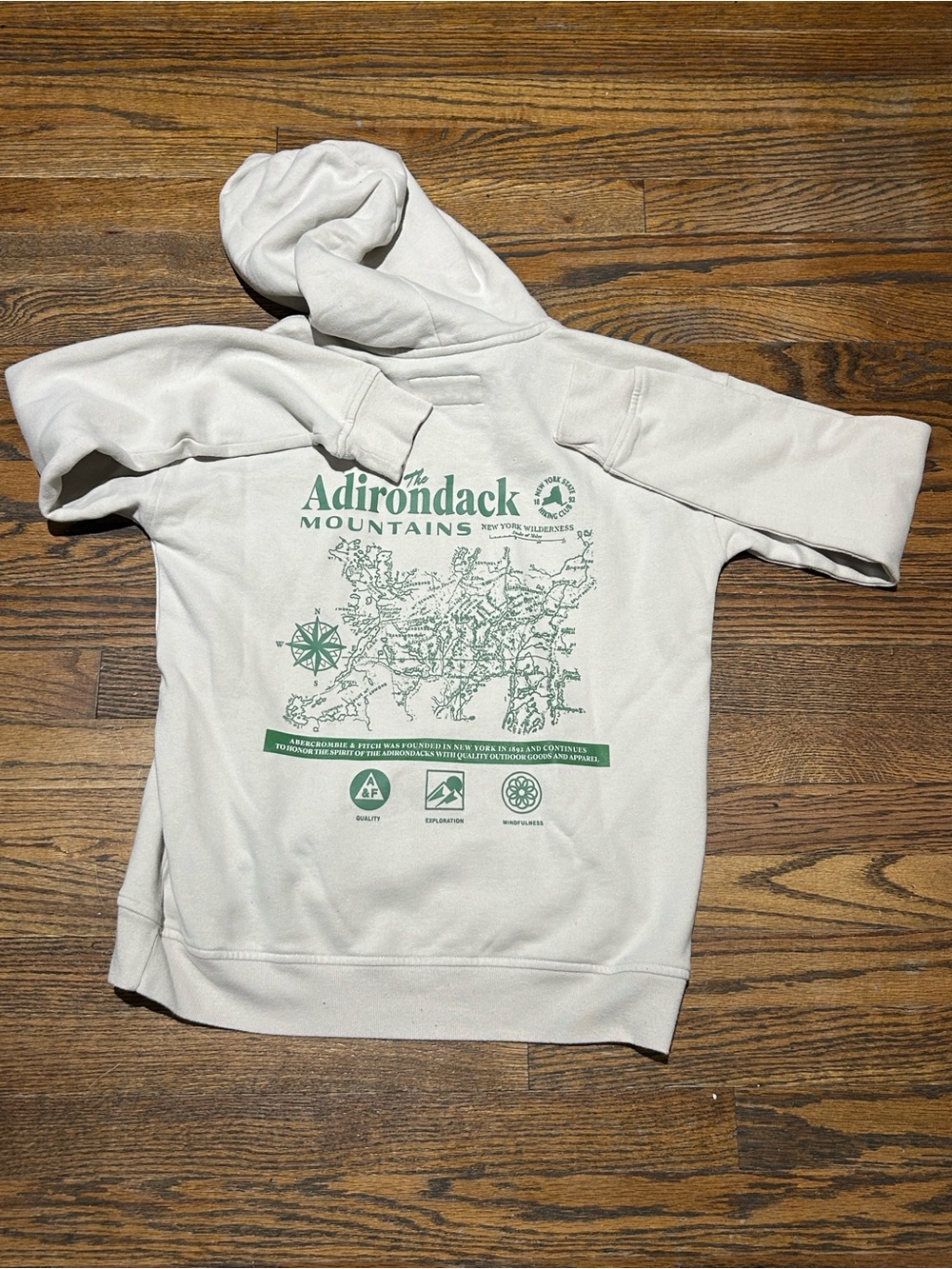 abercrombie kids Cream Hoodie with Small Embroidered Patch - Picture 1 of 5